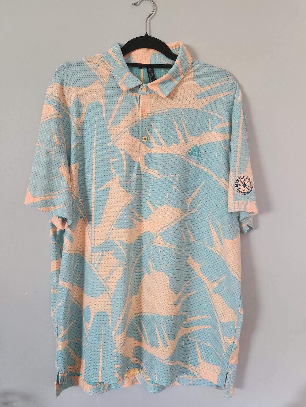 Adidas Golf Palm Leaf Mesh Polo Shirt - Myrtle Beach National